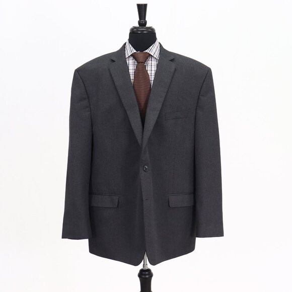Van Heusen 54R Gray Solid 2-Button Sport Coat Blazer Jacket G365 - Picture 1 of 11